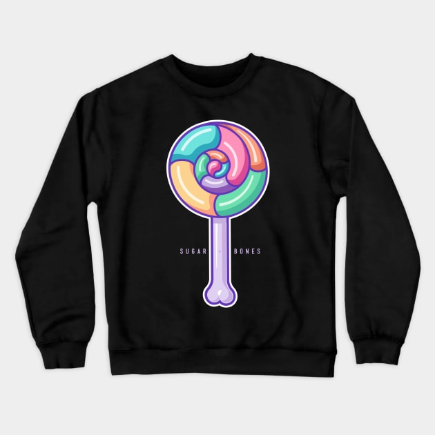 Rainbow Swirl Round Lollipop on dark Crewneck Sweatshirt by Sugar & Bones